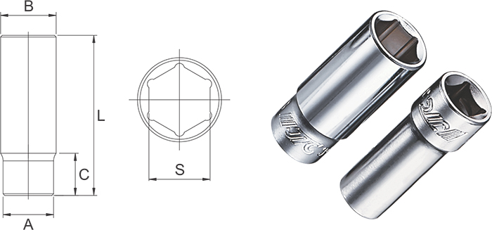 Khẩu trắng lục giác cỡ trung DR 3/8