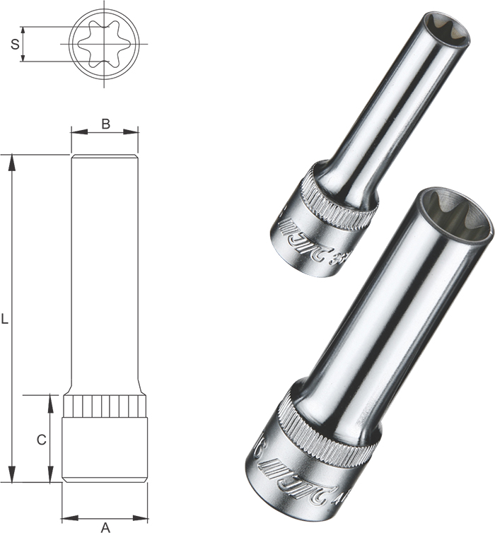 Đầu tuýp dài hoa thị nổi JTC-36004-47324