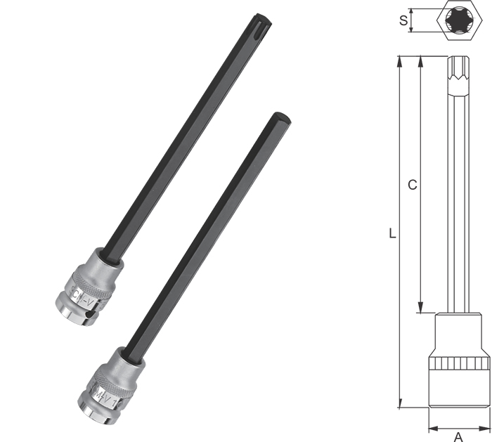 JTC-45540200-45814200 Extra Long Socket Bit(200L)