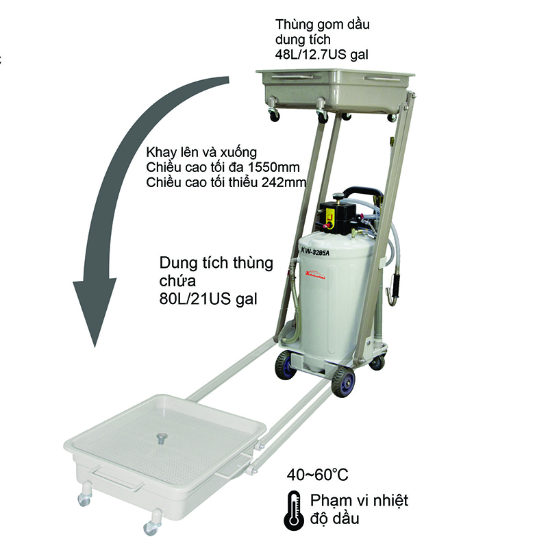 Máy hứng, hút dầu thải khí nén Kawasami KW-3285A